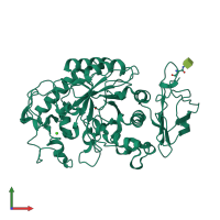 PDB entry 1kb3 coloured by chain, front view.