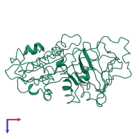 PDB entry 1kct coloured by chain, top view.