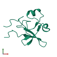 PDB entry 1kdu coloured by chain, front view.