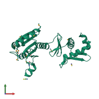 PDB entry 1kgs coloured by chain, front view.