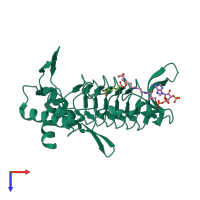 PDB entry 1kgt coloured by chain, top view.