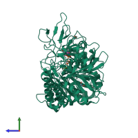 PDB entry 1khb coloured by chain, side view.