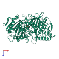 Monomeric assembly 1 of PDB entry 1khg coloured by chemically distinct molecules, top view.