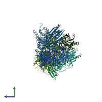 PDB entry 1kif coloured by chain, side view.