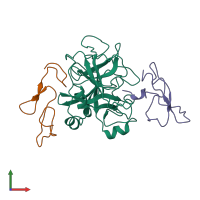 PDB entry 1kig coloured by chain, front view.