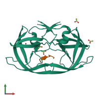 Hetero trimeric assembly 2 of PDB entry 1kj4 coloured by chemically distinct molecules, front view.