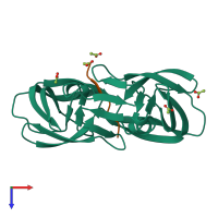 Hetero trimeric assembly 2 of PDB entry 1kj4 coloured by chemically distinct molecules, top view.