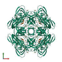 Hetero 24-meric assembly 3 of PDB entry 1kj4 coloured by chemically distinct molecules, front view.