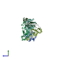 PDB entry 1kk5 coloured by chain, side view.