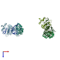 PDB entry 1kk5 coloured by chain, top view.