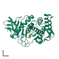 PDB entry 1kkk coloured by chain, front view.