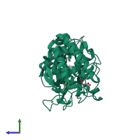 PDB entry 1kkk coloured by chain, side view.