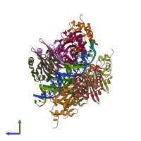 PDB entry 1ksx coloured by chain, side view.