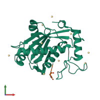 PDB entry 1kui coloured by chain, front view.