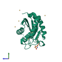 PDB entry 1kui coloured by chain, side view.