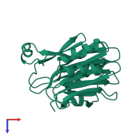 PDB entry 1kuu coloured by chain, top view.