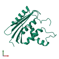 PDB entry 1kvb coloured by chain, front view.