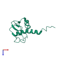 PDB entry 1kvv coloured by chain, top view.