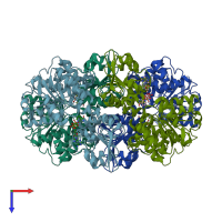 PDB entry 1ky4 coloured by chain, top view.