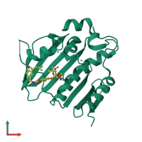 PDB entry 1kzn coloured by chain, front view.