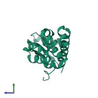 PDB entry 1l27 coloured by chain, side view.