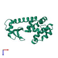 PDB entry 1l33 coloured by chain, top view.