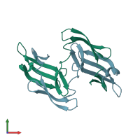 PDB entry 1l5e coloured by chain, front view.