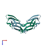 PDB entry 1l5e coloured by chain, top view.