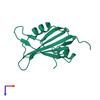 Monomeric assembly 1 of PDB entry 1l5i coloured by chemically distinct molecules, top view.