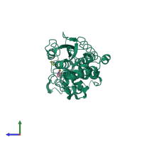 PDB entry 1l5k coloured by chain, side view.