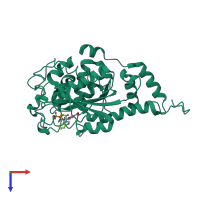 PDB entry 1l5k coloured by chain, top view.