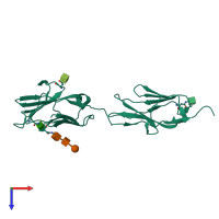 PDB entry 1l6z coloured by chain, top view.