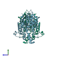 PDB entry 1l7a coloured by chain, side view.