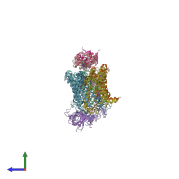 PDB entry 1l9j coloured by chain, side view.