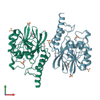 PDB entry 1l9y coloured by chain, front view.