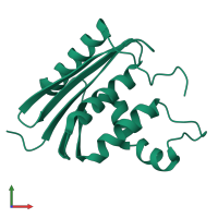 PDB entry 1law coloured by chain, front view.