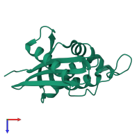 PDB entry 1law coloured by chain, top view.