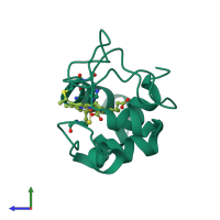 PDB entry 1lc1 coloured by chain, side view.