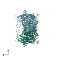 PDB entry 1lcp coloured by chain, side view.