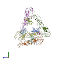 PDB entry 1ld4 coloured by chain, side view.