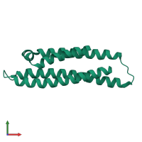 PDB entry 1le4 coloured by chain, front view.