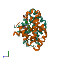 PDB entry 1lft coloured by chain, side view.