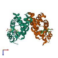 PDB entry 1lft coloured by chain, top view.