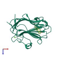 PDB entry 1lhn coloured by chain, top view.