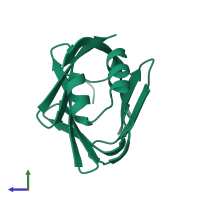 PDB entry 1lib coloured by chain, side view.