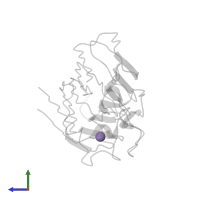 MANGANESE (II) ION in PDB entry 1lob, assembly 3, side view.