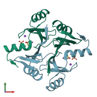 PDB entry 1lqp coloured by chain, front view.