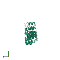 PDB entry 1lrv coloured by chain, side view.