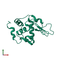 PDB entry 1lsd coloured by chain, front view.