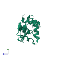 PDB entry 1lsd coloured by chain, side view.